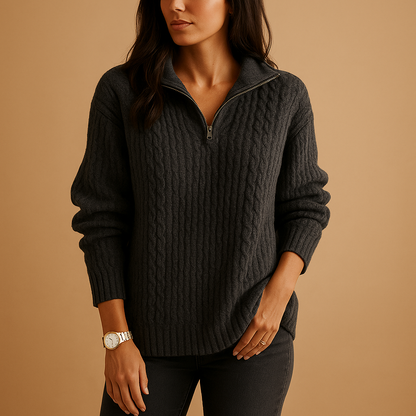Hazel Chic Half-Zip Sweater for Women | Lorienna