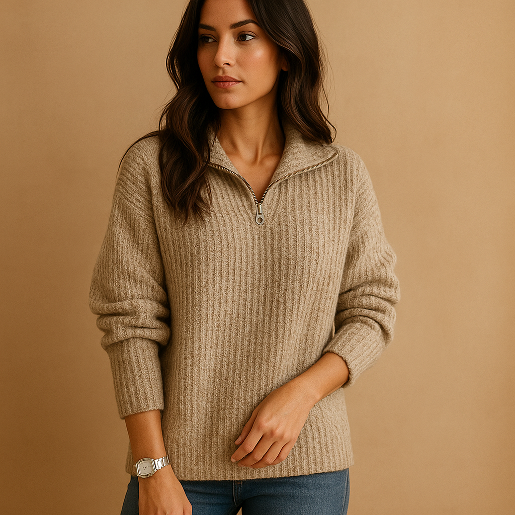 Hazel Chic Half-Zip Sweater for Women | Lorienna