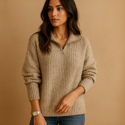 Hazel Chic Half-Zip Sweater for Women | Lorienna