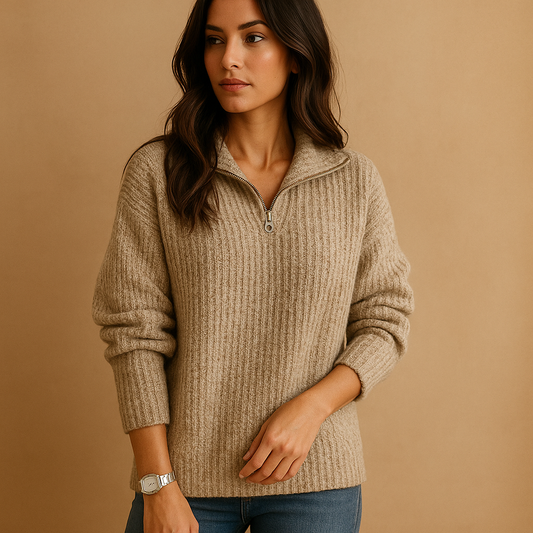 Hazel Chic Half-Zip Sweater for Women | Lorienna