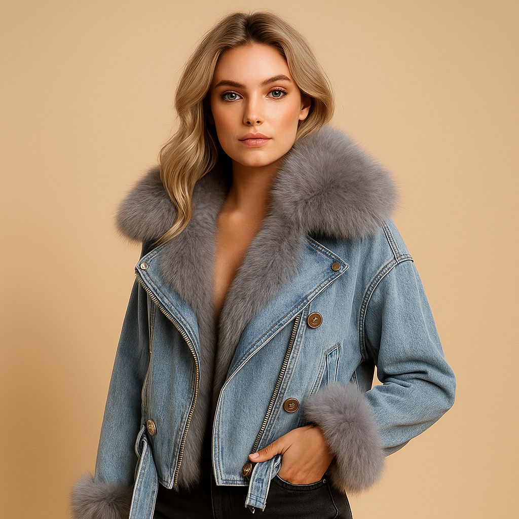 Harper Cropped Denim Winter Jacket | Lorienna