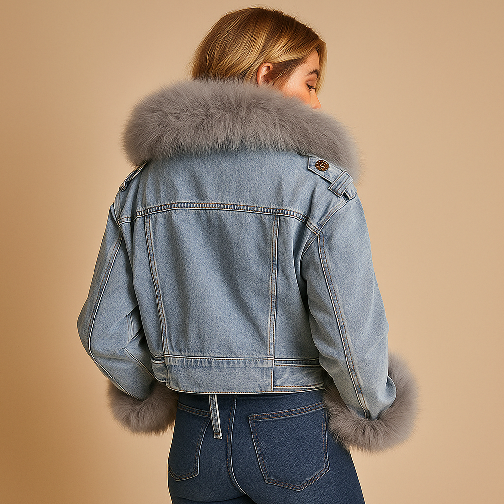 Harper Cropped Denim Winter Jacket | Lorienna