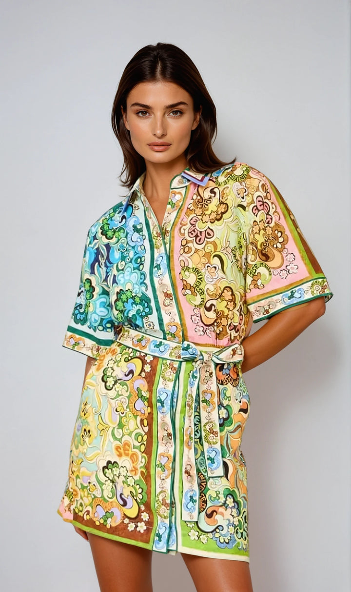 Serina Satin Print Mini Dress