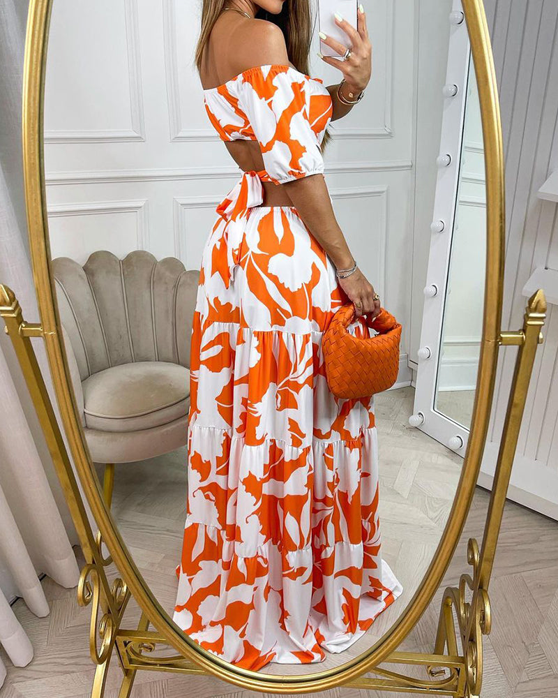 Rosalina Off-Shoulder Printed Maxi Dress
