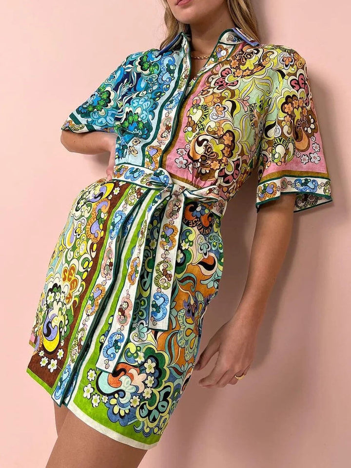 Serina Satin Print Mini Dress