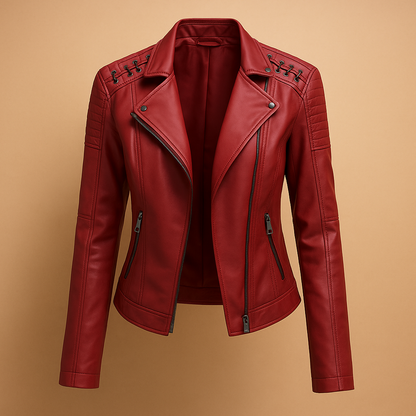 Celeste Faux Leather Jacket with Stand Collar | Lorienna