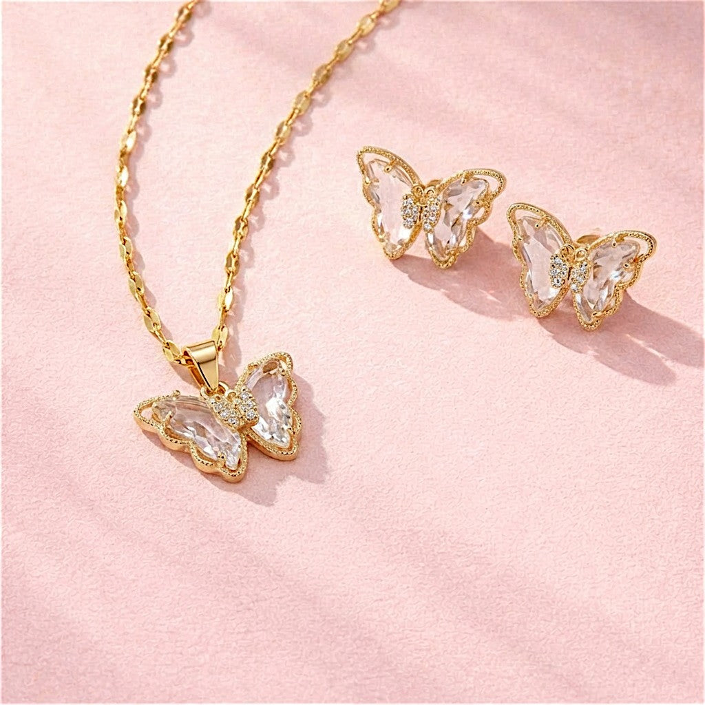 Butterfly Love Necklace & Earrings Set