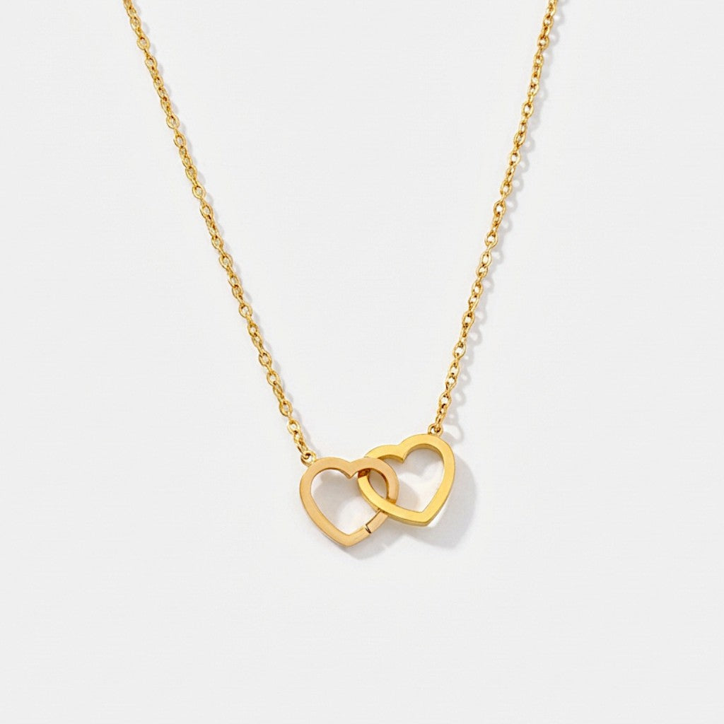 Double Heart Charm Necklace