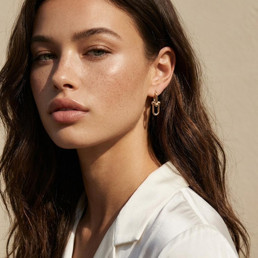 Minimal Link Hoop Earrings - image 2