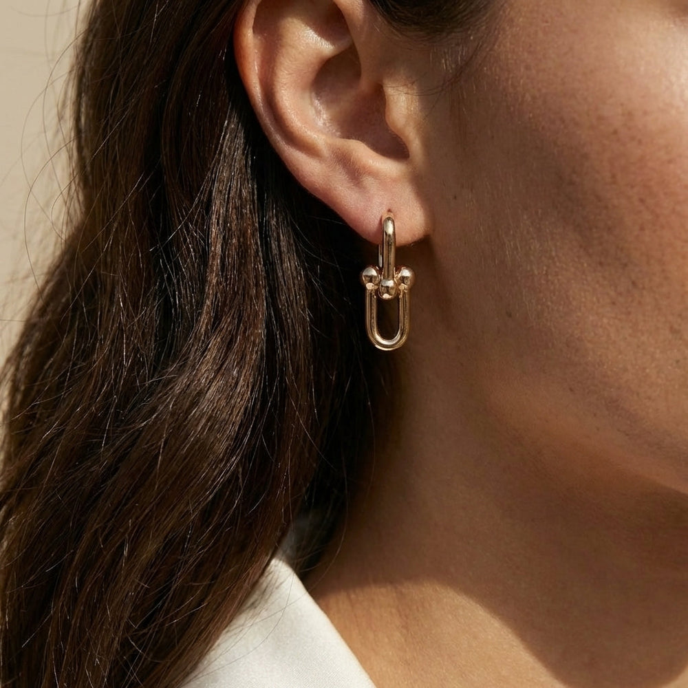 Minimal Link Hoop Earrings rose finish