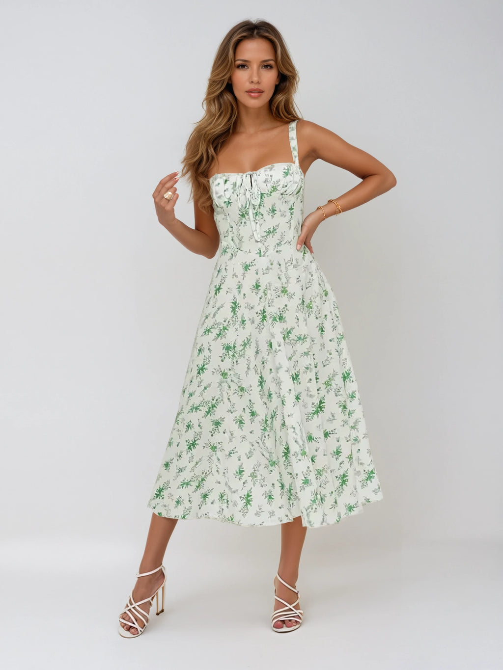 Teresita Sleeveless Floral Midi Dress with Leg Slit