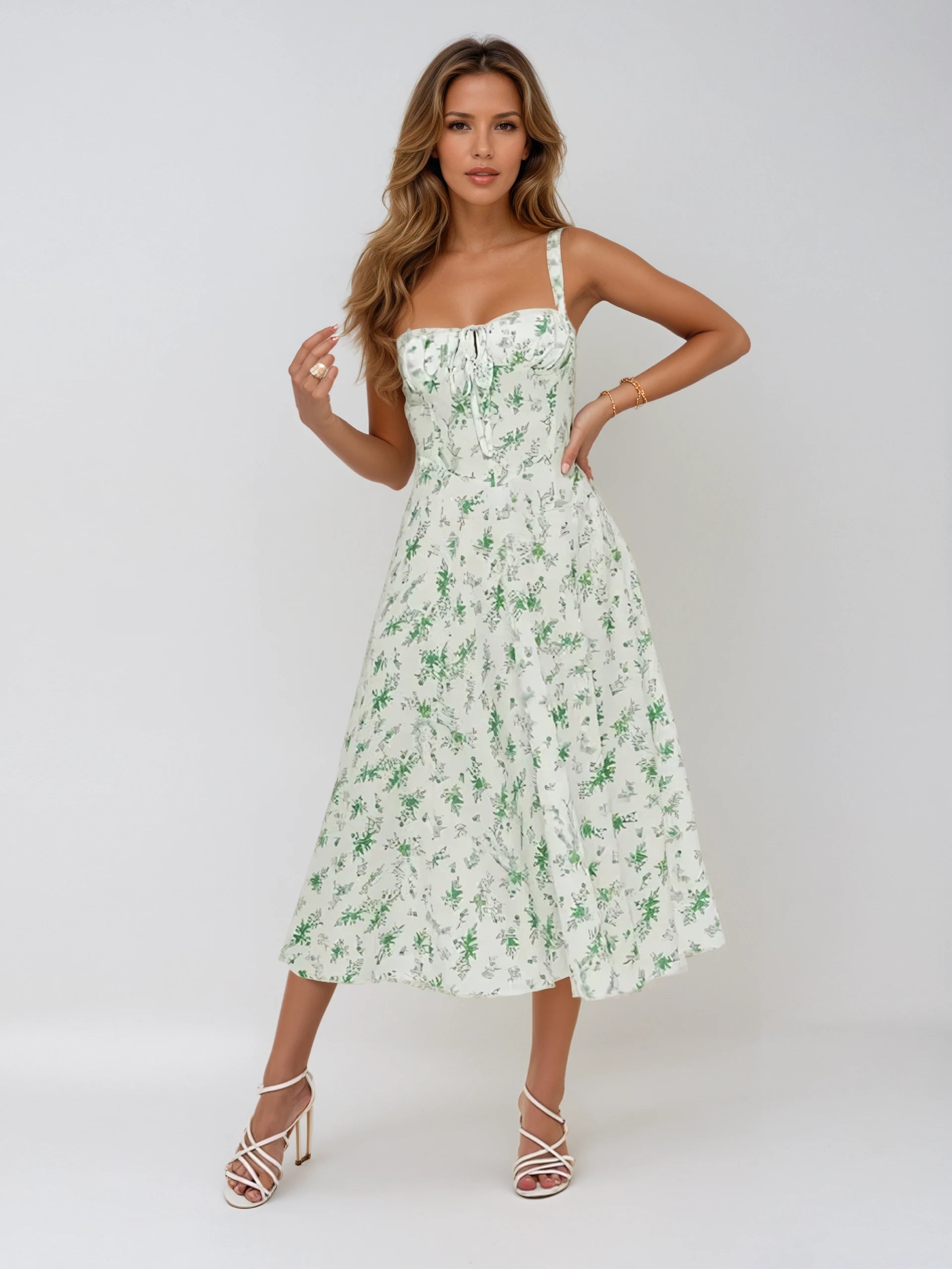 Teresita Sleeveless Floral Midi Dress with Leg Slit