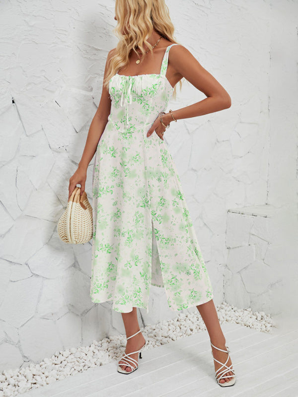 Teresita Sleeveless Floral Midi Dress with Leg Slit