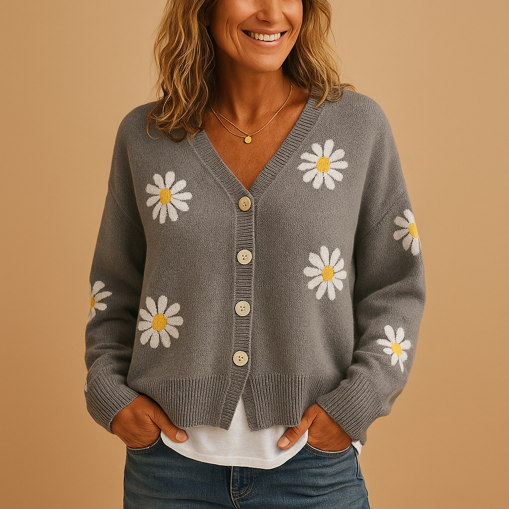 Amelia Knitted Floral Cardigan | Lorienna