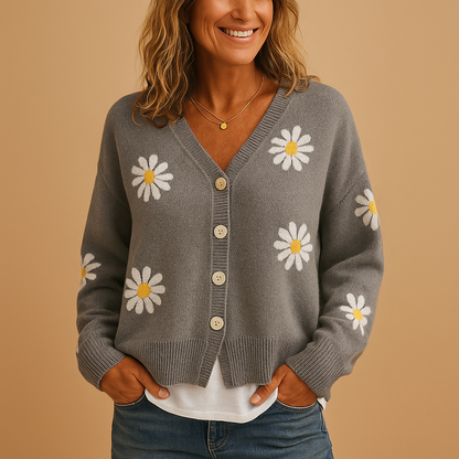 Amelia Knitted Floral Cardigan | Lorienna