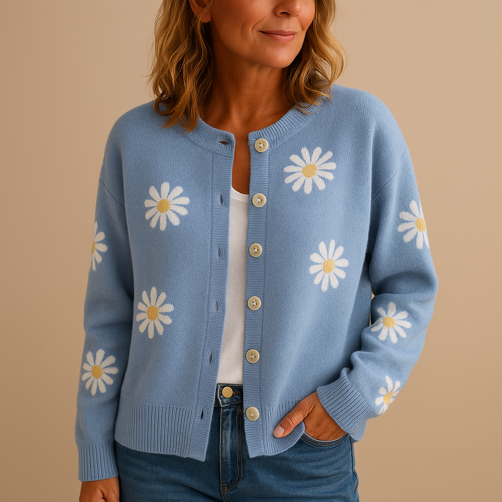 Amelia Knitted Floral Cardigan | Lorienna