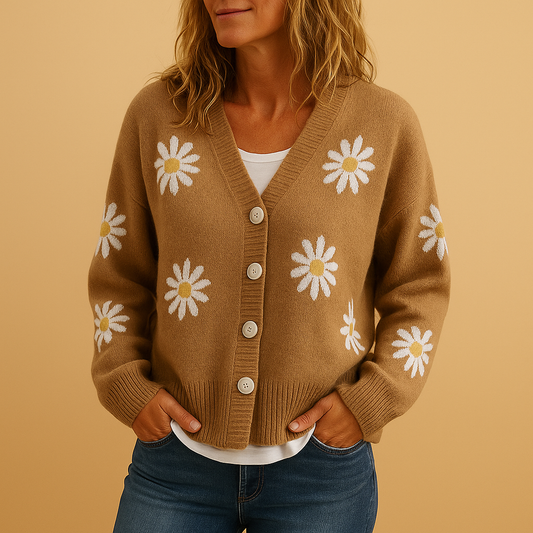 Amelia Knitted Floral Cardigan | Lorienna