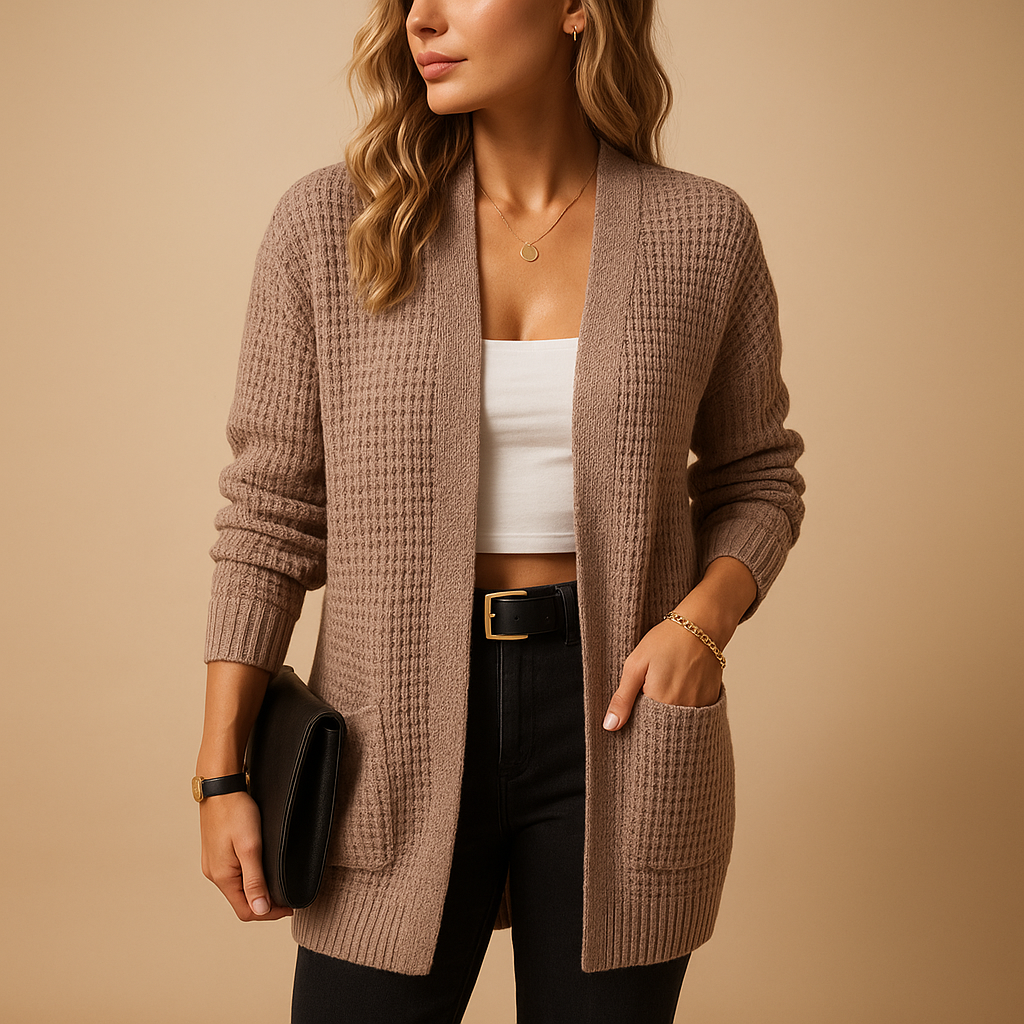 Clara Long V-Neck Knit Cardigan | Lorienna