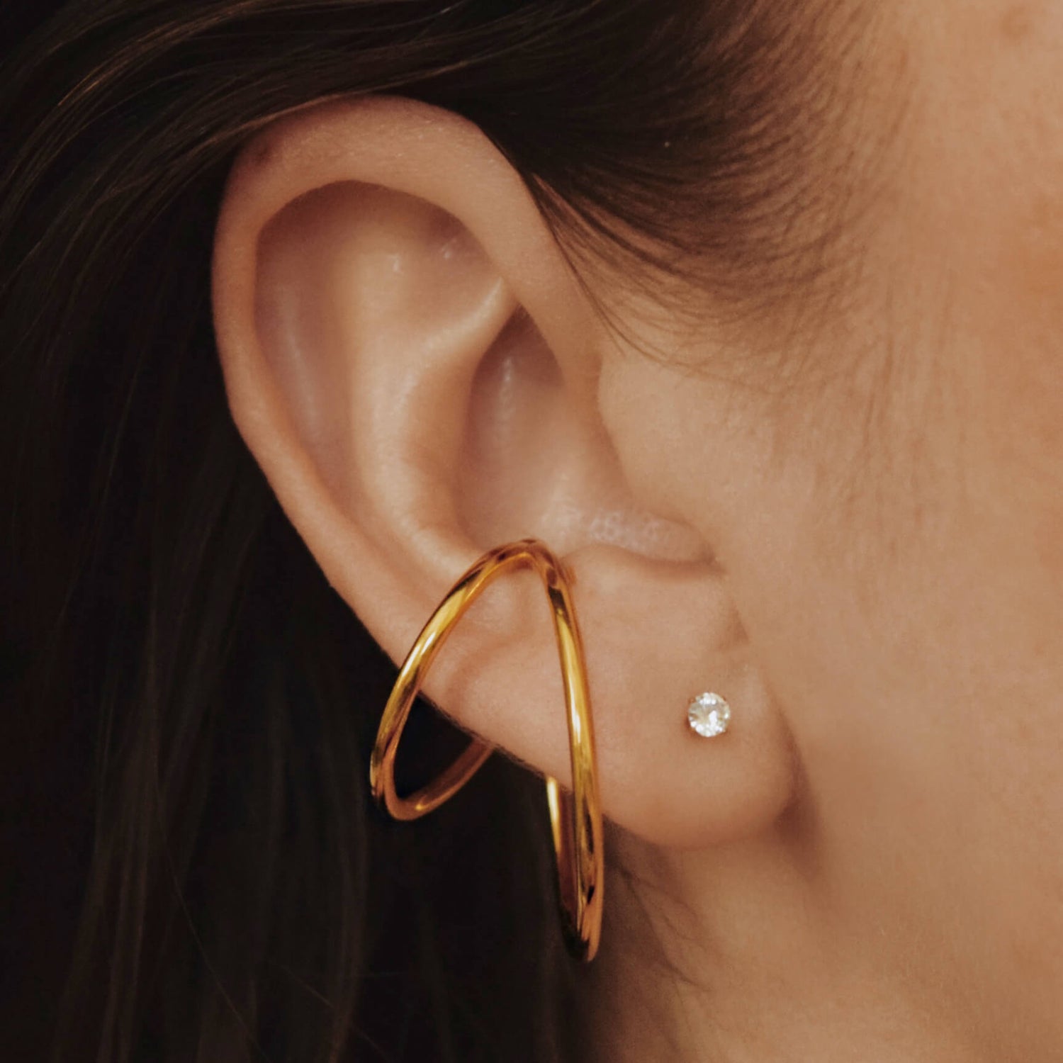 Celestial Crystal Solitaire Threaded Flat Back Earring
