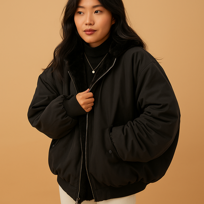 Harper Short Winter Coat with Hood | Lorienna